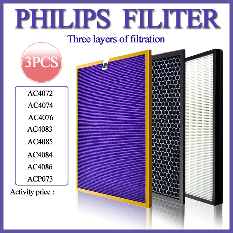 

For Philips Purifier Air Filter HEPA Activated carbon PM2.5 For AC4072 AC4074 AC4076 AC4083 Philips Air Cleaner Air HEPA Filter