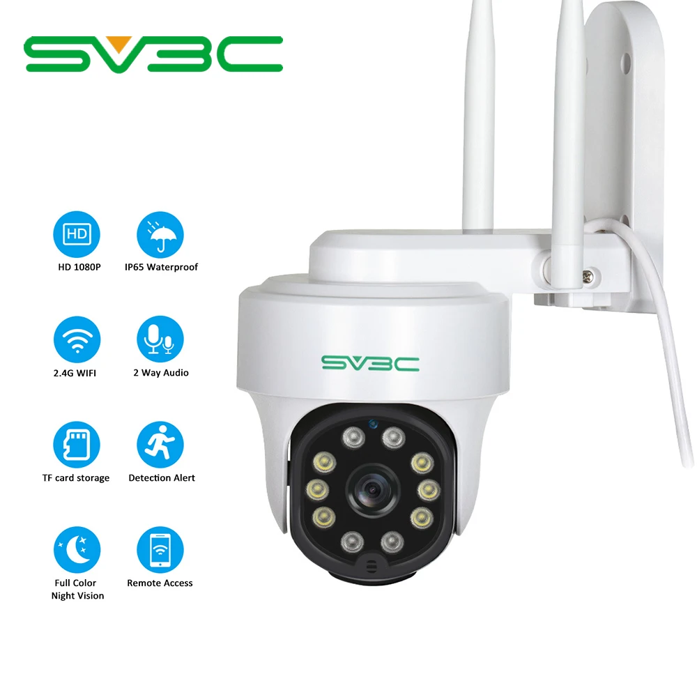 

Скоростная купольная IP-камера SV3C с Wi-Fi, 1080P, беспроводная уличная камера с зумом, 8 светодиодов, ИК 30 м, двухстороннее аудио, система видеонабл...