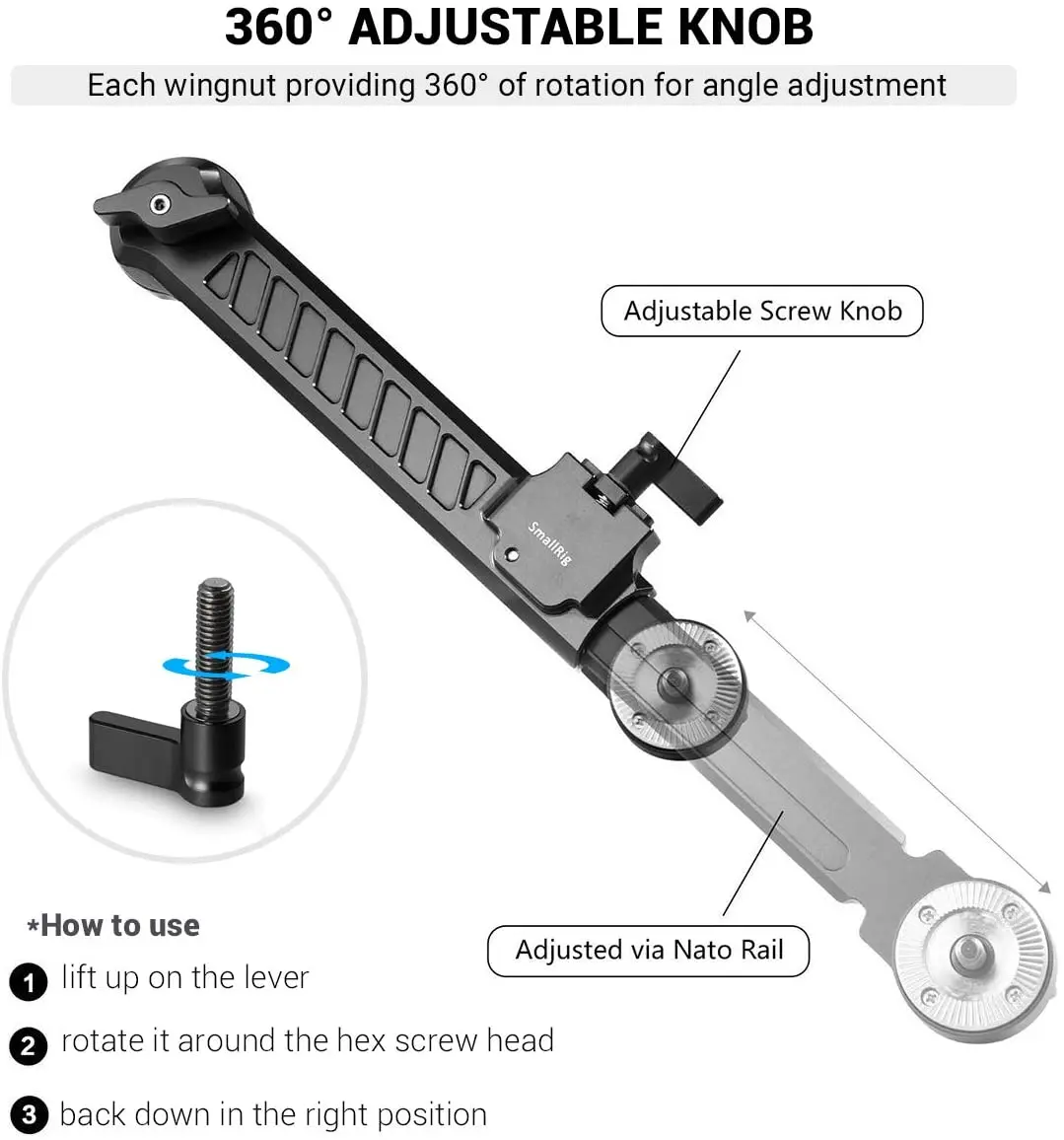 РЕГУЛИРУЕМЫЙ УДЛИНИТЕЛЬ SmallRig 168-260 мм с розеткой Arri для видеокамеры Sony