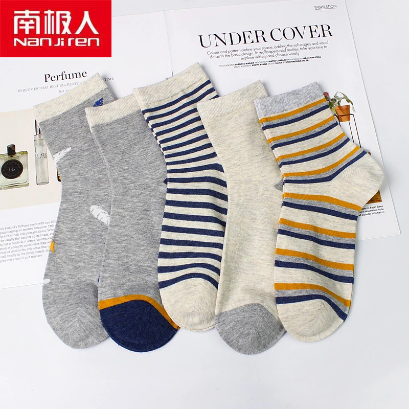 

NANJIREN Men Socks Solid Warm Pure Cotton Casual Middle Tube Socks Comfortable Socks Men socks all cotton 10 pairs packing Crew