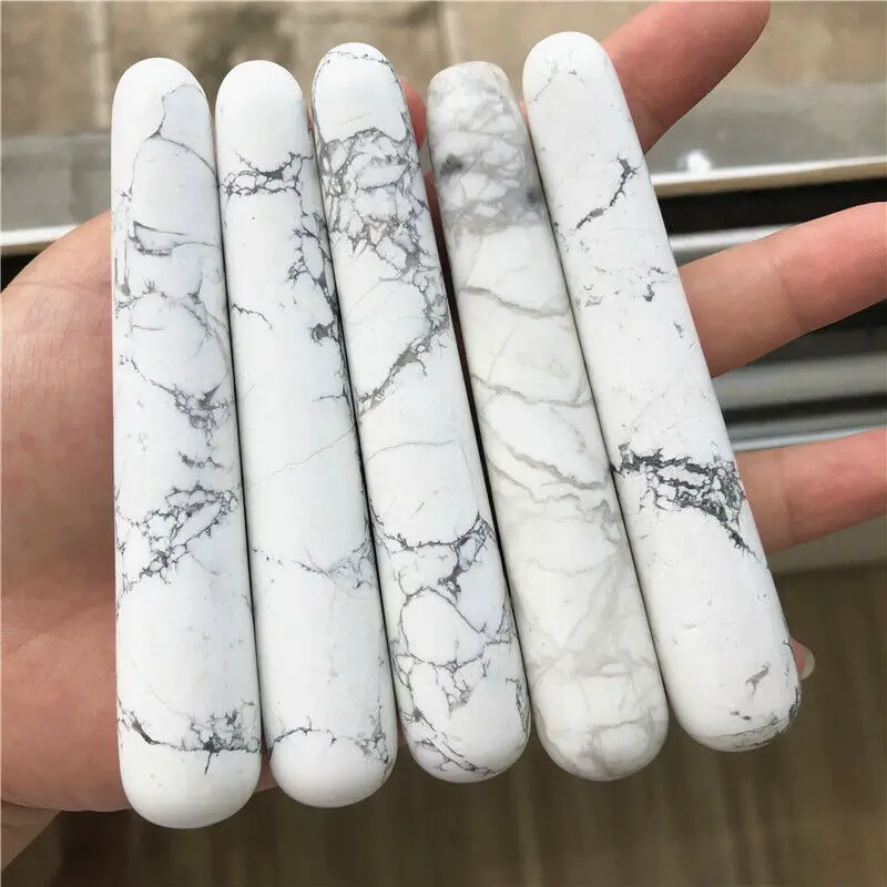 Роликовая палочка для массажа лица 1 шт. из натурального белого камня Howlite Массажа