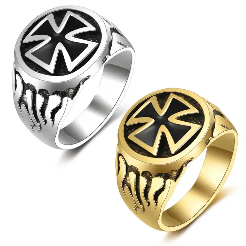 Кольцо с кольцом и крестом в стиле ретро | Украшения аксессуары