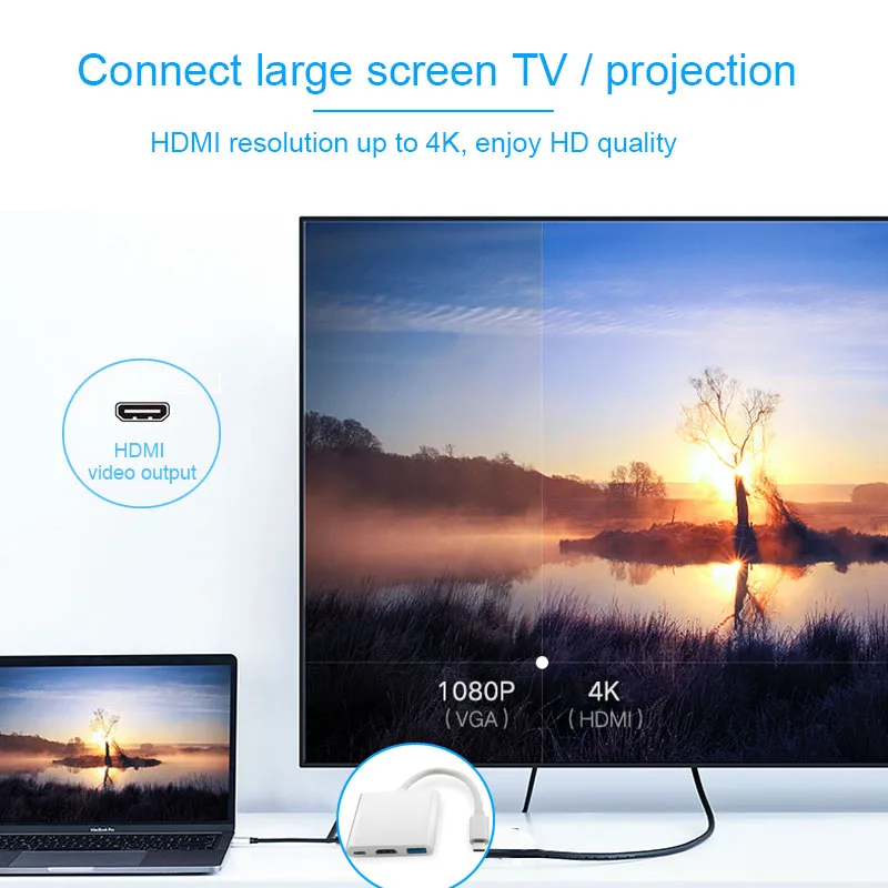 Адаптер-концентратор BKSCY Usb Type-C 3-в-1 USB-концентратор в HDMI 3 0 гнездовой адаптер с
