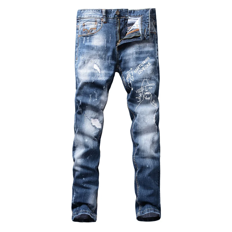 

Mens Youthful trend Straight 2021 Slim High Quality Jeans Pants Denim Versatile Casual Harem Male Fashion Streetwear Trousers