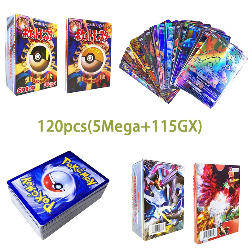 Takara Tomy Покемон 20/60/70/100/120/200/300 шт. блестящие карты GX Мега Игра битва меню торговые карты игра для детей Рождественский подарок