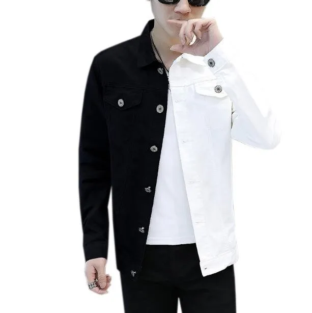 Повседневные узкие джинсы куртка для мужчин 2019 белая и красная джинсовая Homme с