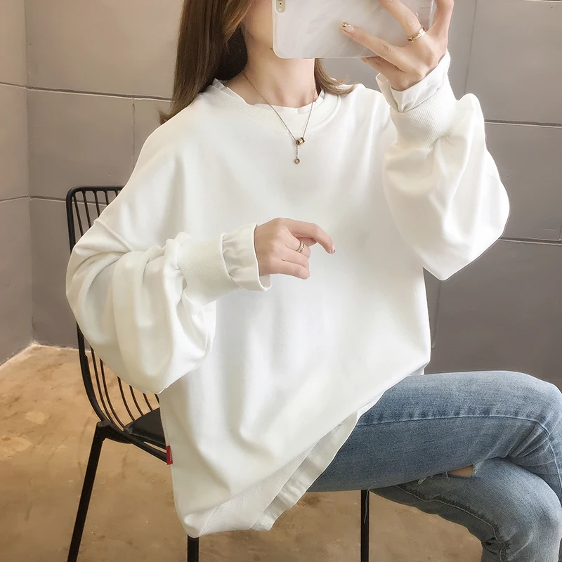 

2021 new stitching green sweatshirt woman Janpanese version loose spring and autumn all-match net red top