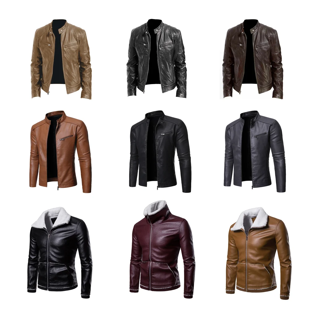 Байкерская кожаная куртка для мужчин мотоциклетная водонепроницаемая из