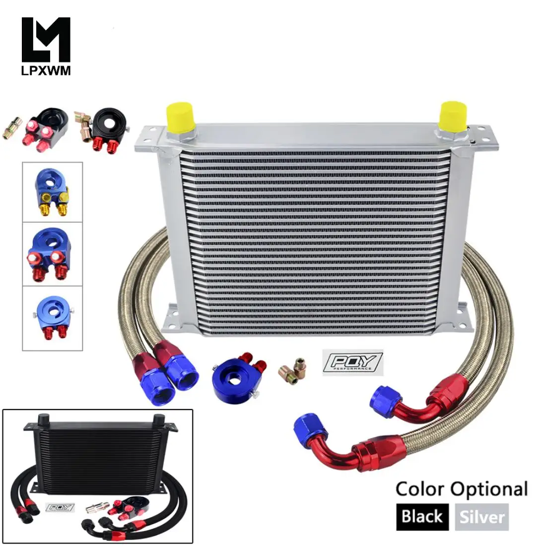 

Комплект масляного радиатора AN10, 30 рядов, комплект масляного радиатора + адаптер масляного фильтра + плетеный шланг из нержавеющей стали с н...