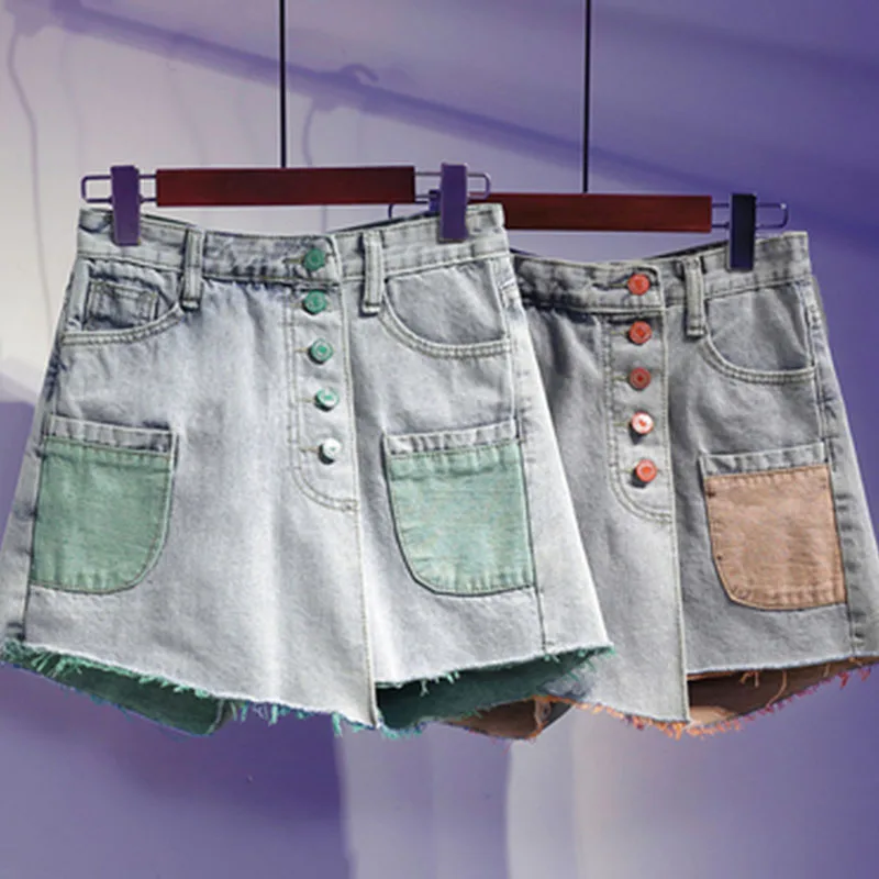 Джинсовые юбки выше колена мини-юбка с высокой талией однотонная Офисная Женская