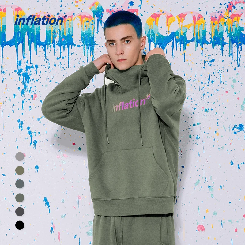 

Толстовки унисекс с высоким воротником, уличная одежда серого цвета, светоотражающие мужские толстовки в стиле хип-хоп большого размера