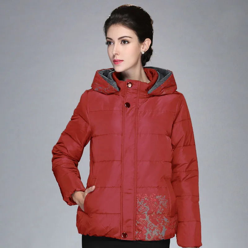 

Middle Aged Short Down Jacket Plus Size 5xl Winter Coat Women Puffer Jackets Loose Warm Parka Chaqueta Mujer KJ554