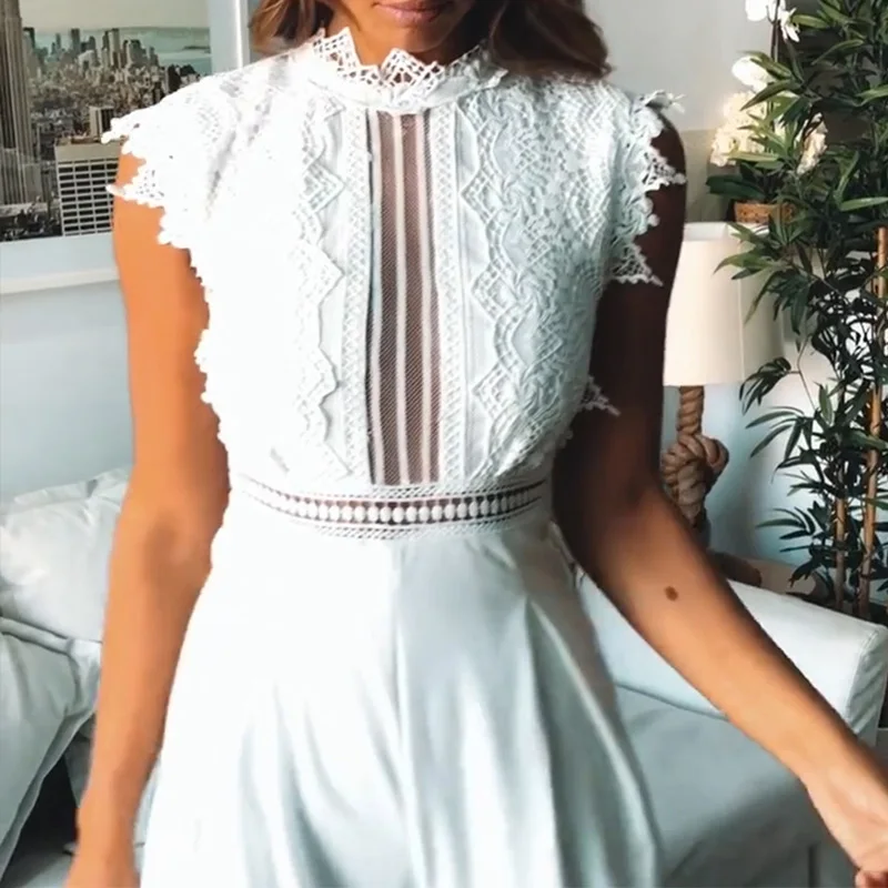 

Sexy Sleeveless Backless Ruffled Jumpsuit For Women Elegant Hollow Out Womens Long Jumpsuits 2021 Autumn Romper Casual Overalls