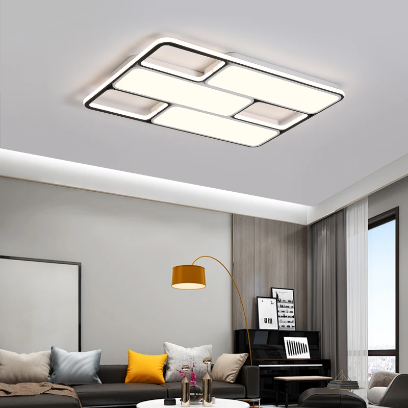 Современная светодиодная люстра потолочный светильник черного и белого цветов