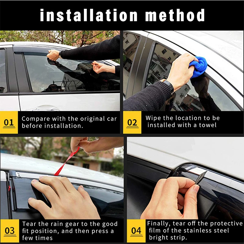 

4pcs For VW Passat B7 2013 Car Door Window Visors Rain Wind Deflectors Shields Ventvisor Sun Shades Auto Accessories 2012-2015