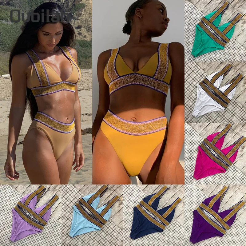 

Women Bikini Brazilian Swimwear Sexy Solid Color Two Piece Sets Women's Swimsuit 2021 Summer Beachwear Girls And Women Swimming