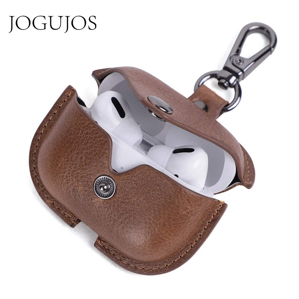 JOGUJOS Retro Genuine Leather Case for AirPods Pro Shockproof Cover for AirPods 3 Charging Box case Airpod Pro Dust Proof Case