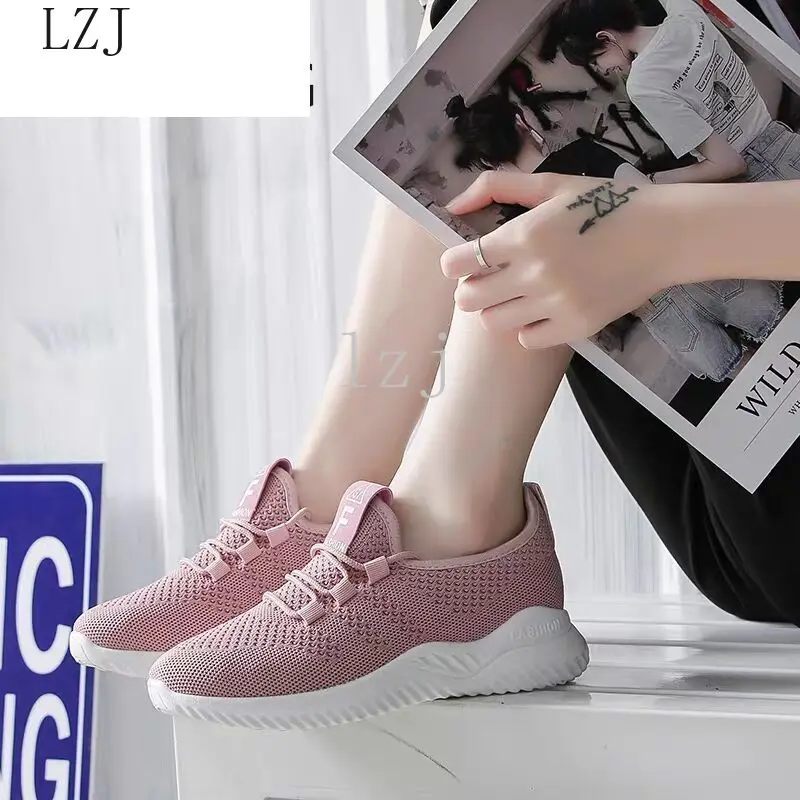 

2021 Spring Fashion Women Mesh Breathable Vulcanized Shoes Platform Comfortable New Women Casual Lace-up Sneakers Woman Shoes