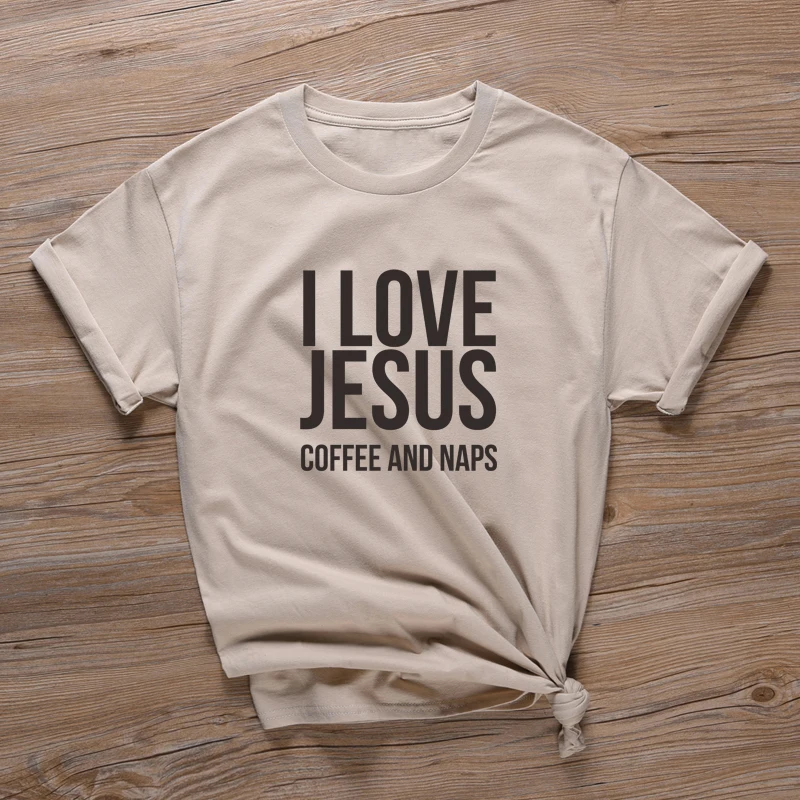 Футболка с надписью I Love Jesus Coffee And Naps женская уличная Эстетическая футболка для