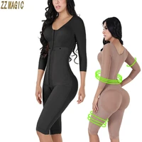 long bodyshaper with brassier and sleeves 3 levels of frontal hooks fajas colombianas mujer culotte gainante ventre plat
