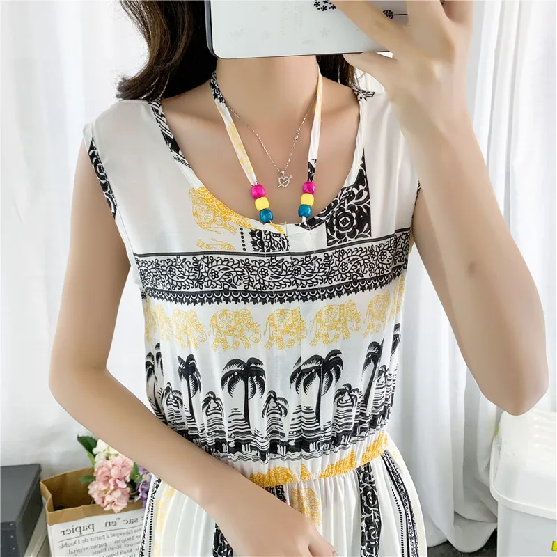 Лето 2020 винтажное женское богемное платье Пляжное бохо элегантное с принтом