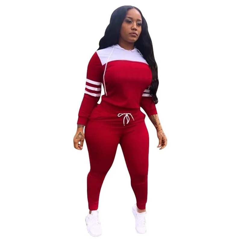 

Hot Selling Women's Stitching Sports and Leisure Suit Hat Two-Piece Set 2 Piece Set Women Women Set Clothing