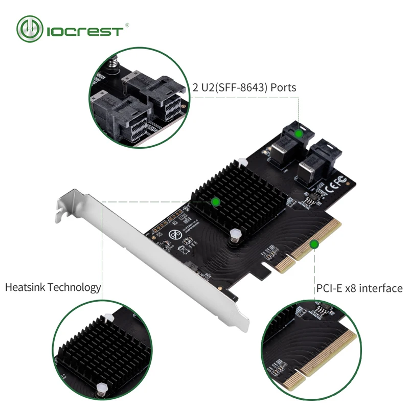 IOCREST U.2 SFF 8643 порты к PCIe 3 0x8 контроллер бифуркации поддержка материнской платы без