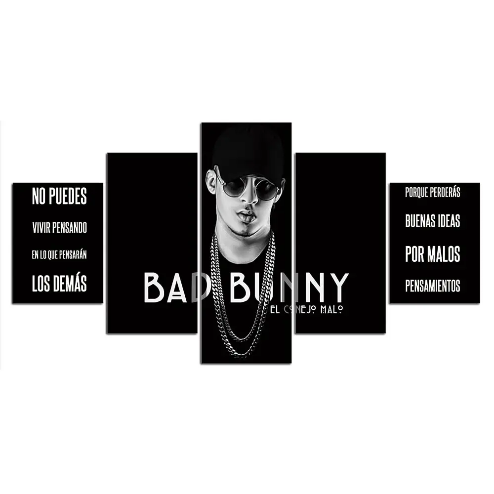 5 панельная портретная картина Singer Bad Bunny для гостиной домашний декор настенный