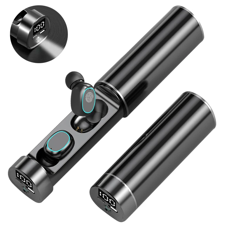 

Flashlight Bluetooth 5.2 Earphone LED Display Sport Wireless Headphone with Microphone TWS HiFi Stereo Earbuds Touch Headset
