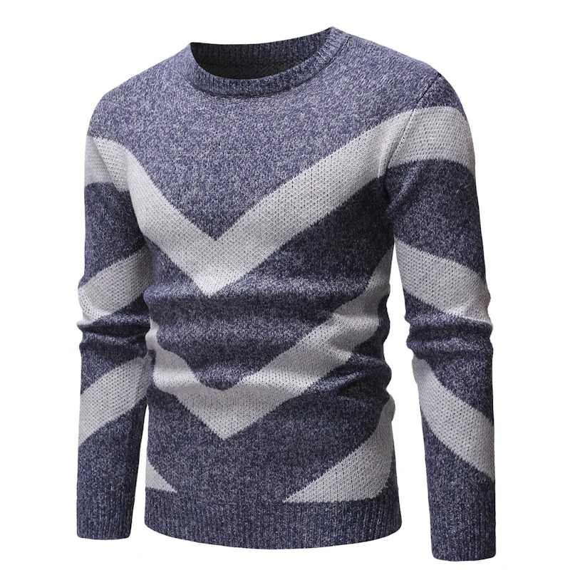 

Spring and Autumn Men's Fashion Round Neck Striped Shirt Fashion Slim-fit Hedging Knit Base Shirt Large Size Men's Clothing