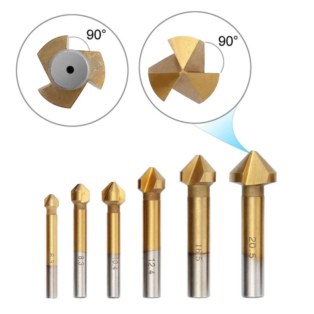 

Supplies Chamfer Cutter 6pcs Set High speed steel Countersink End Mill