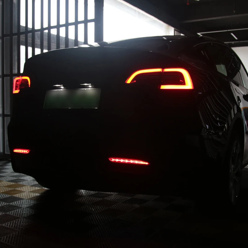 

Отражатель для заднего бампера автомобиля, для Tesla Model Y, светодиодсветодиодный динамические поворотники, задние противотуманные фары в елочку