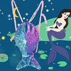 Сумка на шнурке с двусторонними блестками, красочный рюкзак с хвостом Русалочки, Детские уличные школьные ранцы для девочек