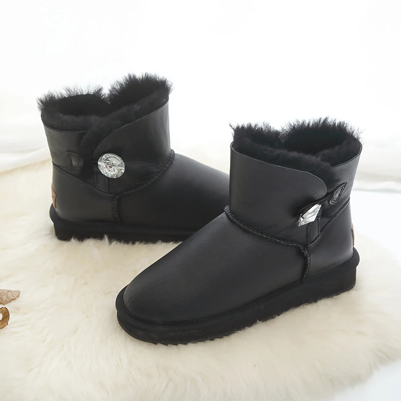 Лидер продаж водонепроницаемые ботильоны из натуральной кожи для снежной погоды