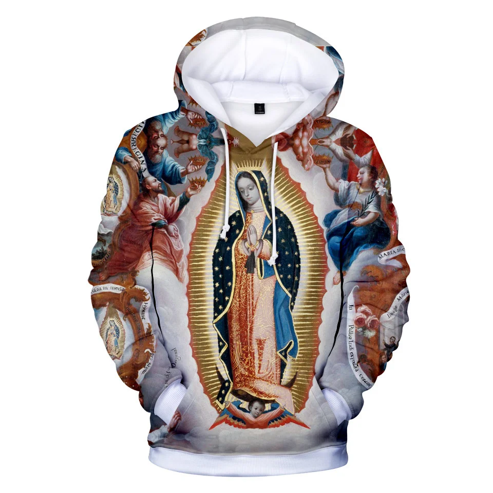 Our Lady Of Guadalupe Hoodies 3D Print Loose Casual Pullovers Sweatshirts Women Men Hooded Streetwear Sweater 2021 New Hoody