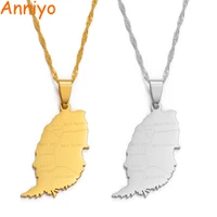 anniyo grenada island map with city name pendant necklaces women girls silver colorgold color windward islands jewelry 122821