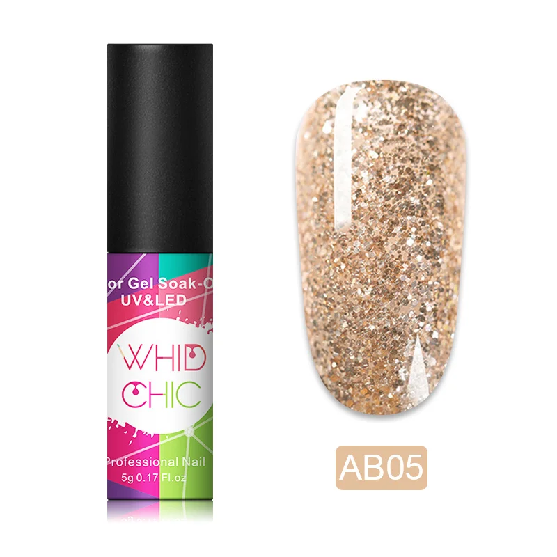 AB05 WHID CHIC 1 флакон 5 мл УФ-гель для ногтей Блестящий розовый синий золотой Блестящий цветной долговечный Гель-лак для ногтей - Цвет: AB05