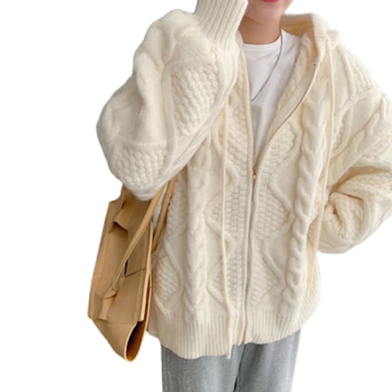 

Retro Women Sweater Pullovers Knitted Casual Solid Autumn Turn-down Collar Feminine Loose All Match Soft Sweet Tops 2021