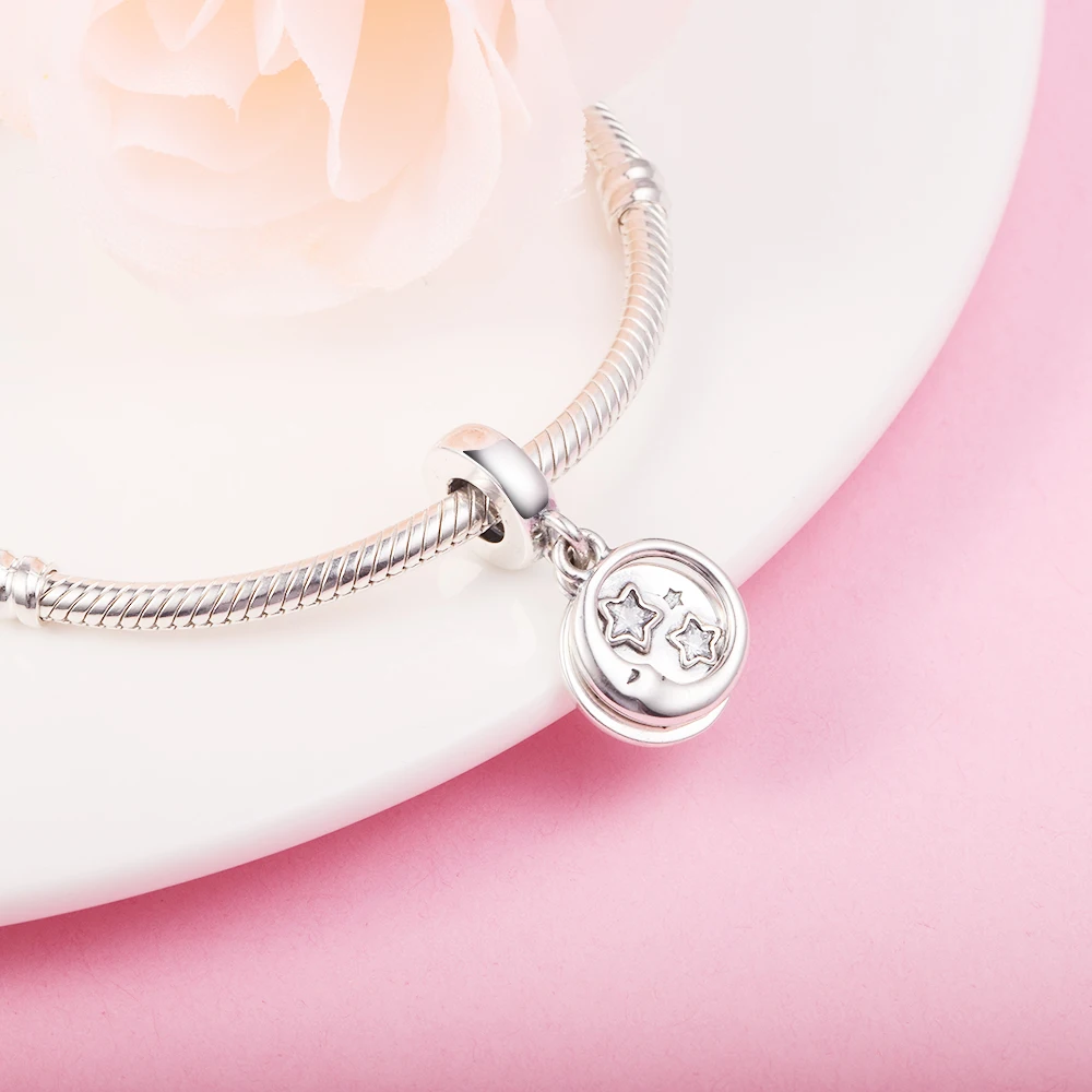 Подходит для браслетов Pandora подвеска в виде спящей луны и звезд Подвеска из