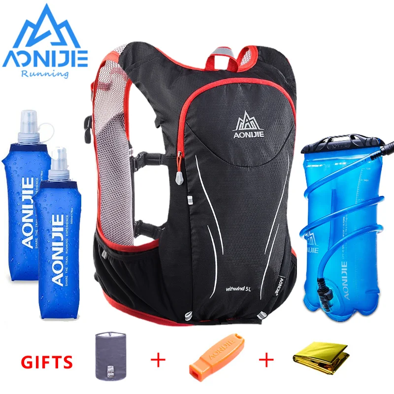2018 AONIJIE 5L Men Women Marathon Hydration Vest Pack for 1.5L Water Bag Cycling Hiking Bag Outdoor Sport Camp Running Backpack
