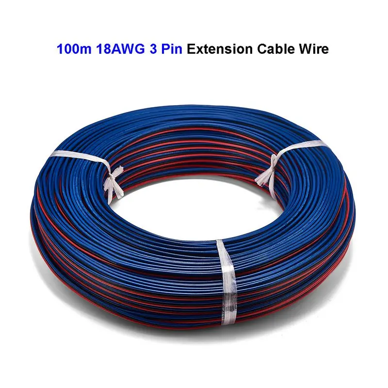 3 рулона ядра Удлинитель электрический кабель 100 м 18AWG JST Соединительный 3Pin провод