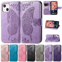 wallet leather butterfly embossing case for iphone 13 pro max 13 mini 12 pro max 11 pro max se 2020 x xs xr xs max 8766s plus