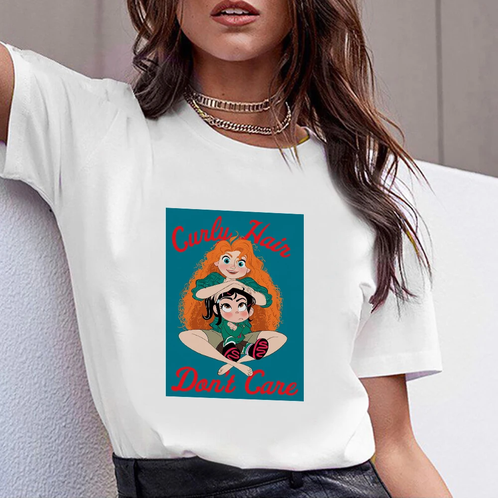 

Belle Printed Top Sleeve Love Learning Exquisite Disney T-shirt Princess Party Infinite Wishes Animation Oversized Tshirt