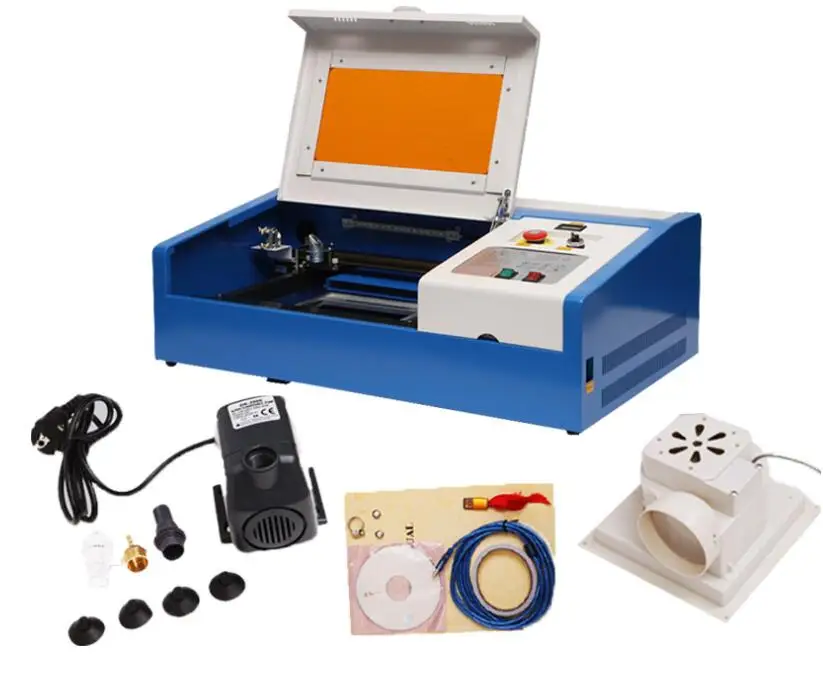 40W Laser Engraving Cutting Machine CO2 laser engraver 30X20cm With USB Port And Digital Display for Wood chips and leather