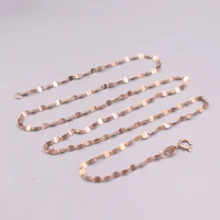 fine solid 18k rose gold chain woman luck lip shaped chain link necklace 17 7inch 2mmw 1 9 2 2g