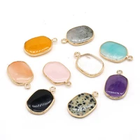 natural stone agates pendants oval shape amethysts labradorite charms for jewelry making diy necklace earring lady gifts