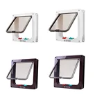 Откидная дверь для собак, кошек, с 4-сторонним замком безопасности, откидная дверь для собак, кошек, котят, маленьких домашних животных, ворота из АБС-пластика, легко устанавливаются