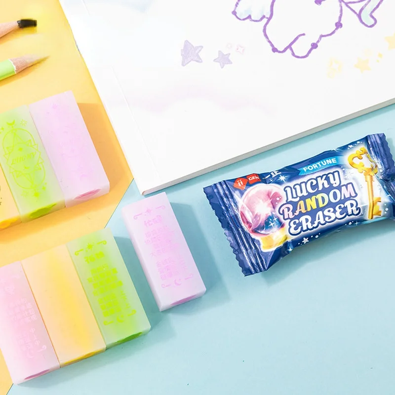 

Korean Stationery Colorful Eraser Mystery Gift Rectangular Creative Fun Cartoon Rubber Novelty School Supplies Birthday Gifts