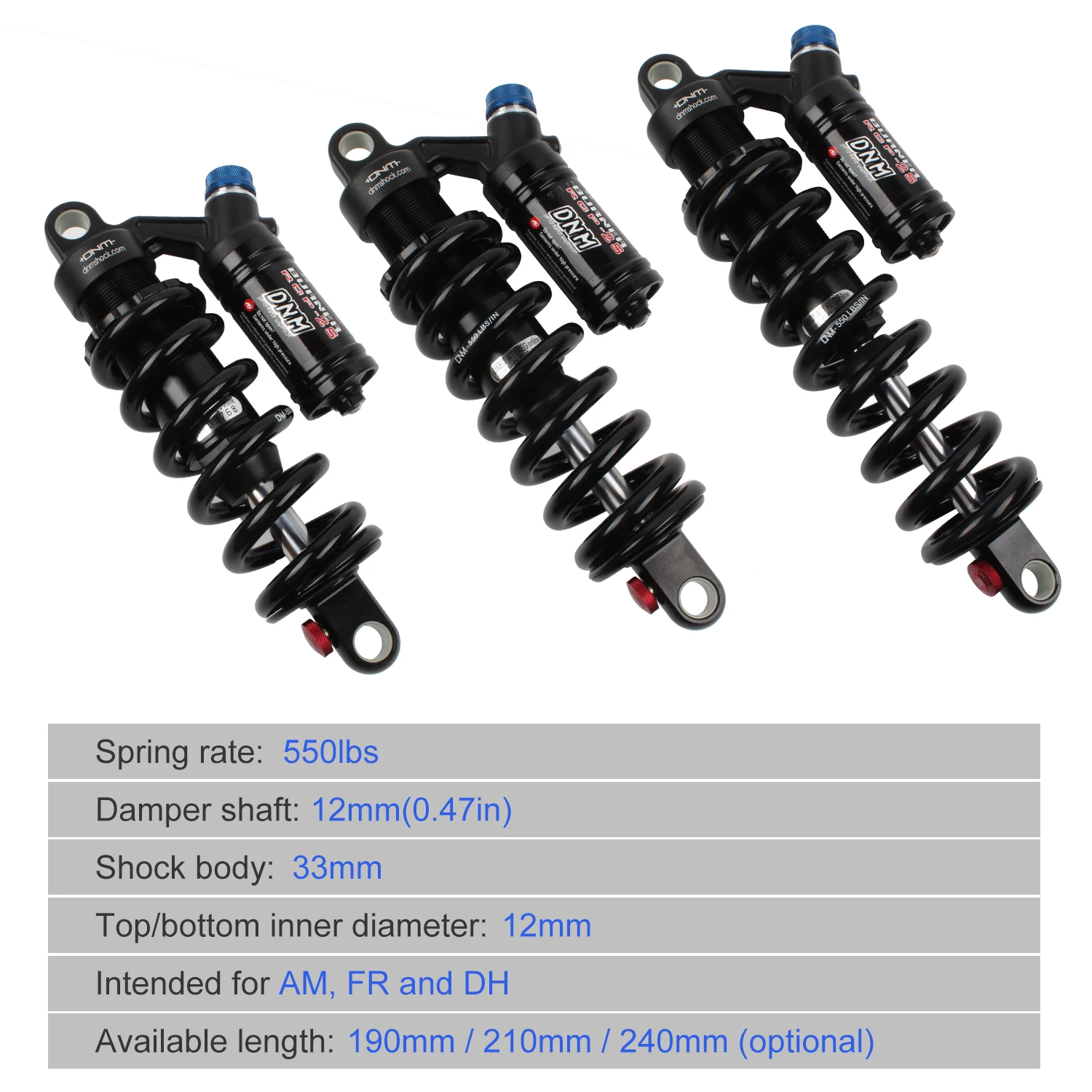 

RCP2S Downhill Mountain Bike Rear Shock Absorber Adjustable Rebound/Adjust High Pressure/190mm 210mm240mm 550Lbs MTB ModelType