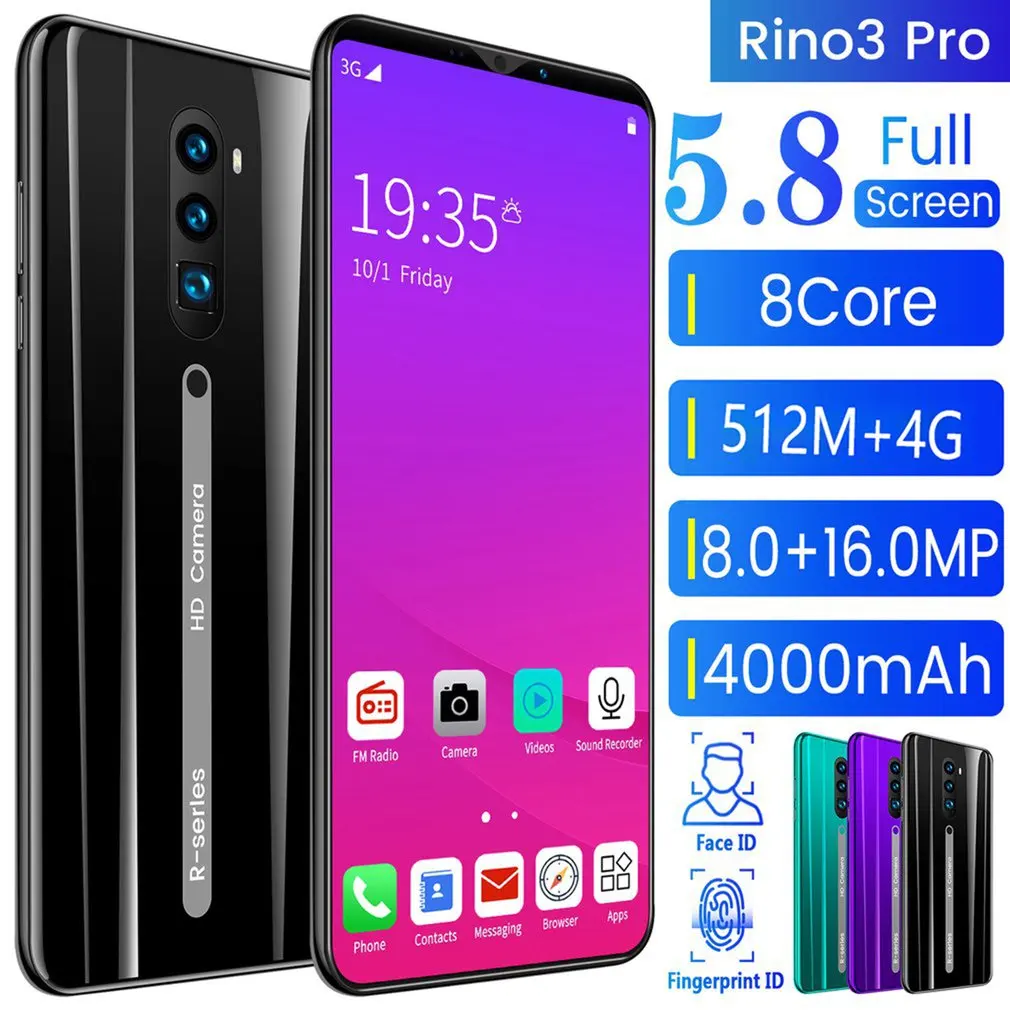 

Телефон Rino3 Pro, экран 5,8 дюйма, 8 ядер, 8 Мп + 16 МП, 4000 мАч, мобильный телефон